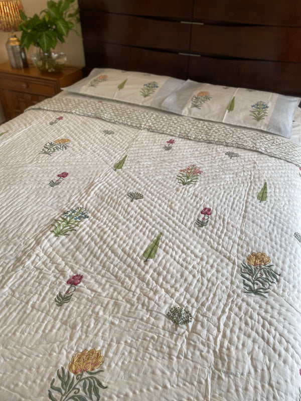 Cypress Leaf and Floral Reversible Quilt