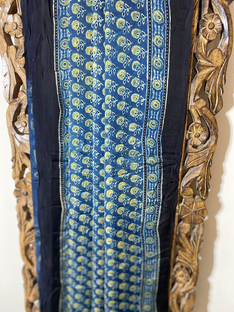 Bagh collection- Blue Ajrakh Modal Silk Saree