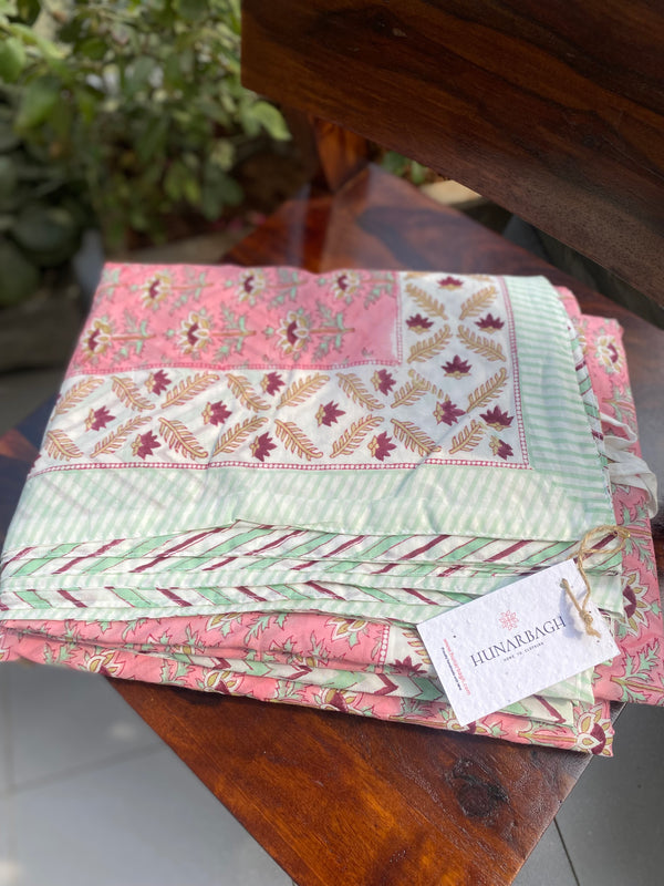 Pink Floral Reversible Quilt/Rajai Cover