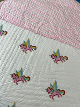 Unicorn Hand Block Print Reversible Quilt