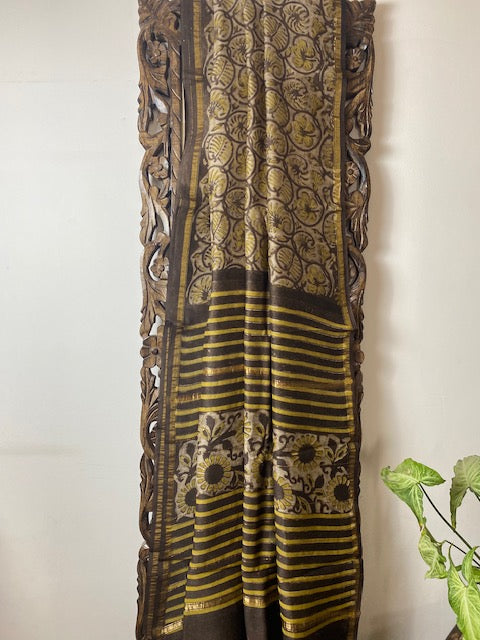 Gul-mohar collection- Shades of Brown Chanderi Silk Saree