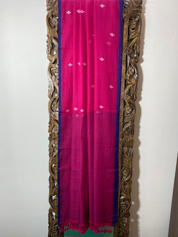 Rang collection-Rani Pink Handwoven Saree