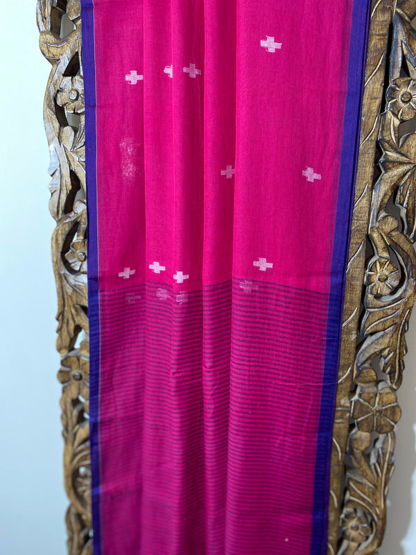 Rang collection-Rani Pink Handwoven Saree