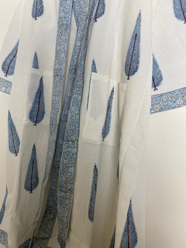 Cyprus Leaf  Bath robe- Powder Blue