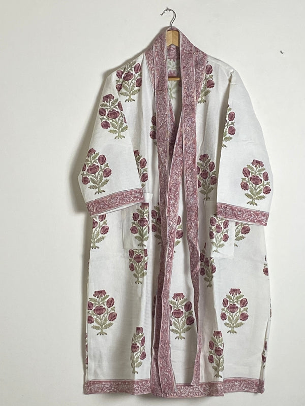 Floral Bath robe- Mauve and Wine