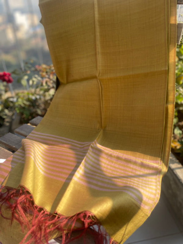 Golden lime handwoven silk stole