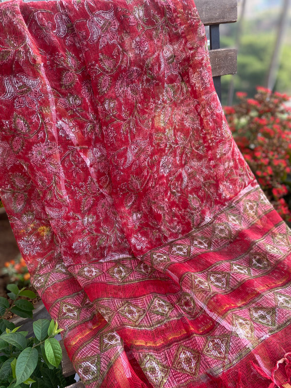 Phool collection-  Red Floral Kota Doriya Dupatta