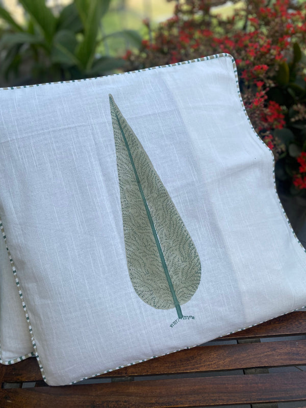 Green Cyprus Leaf Cushion Covers (Set of 2)