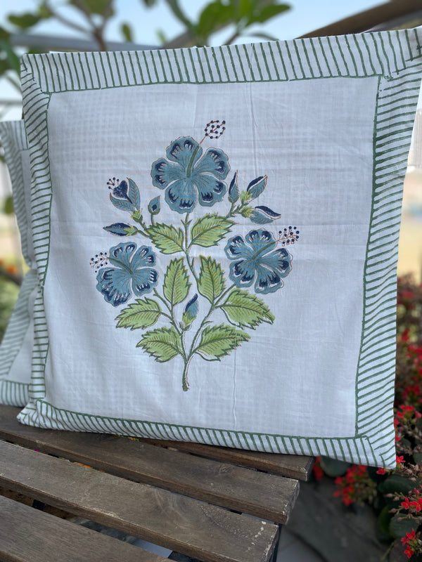 Blue and Green Floral Cushion Covers (Set of 2)