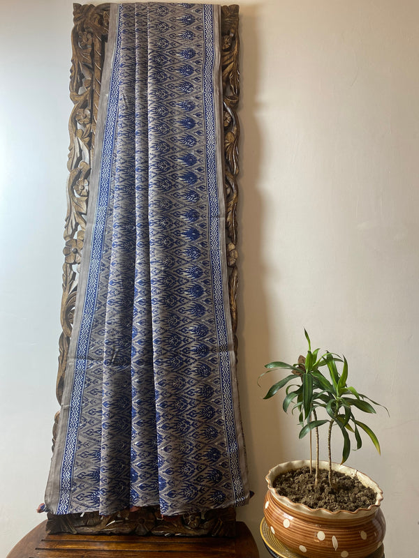 Sada bahar collection- Grey and blue Dabu saree