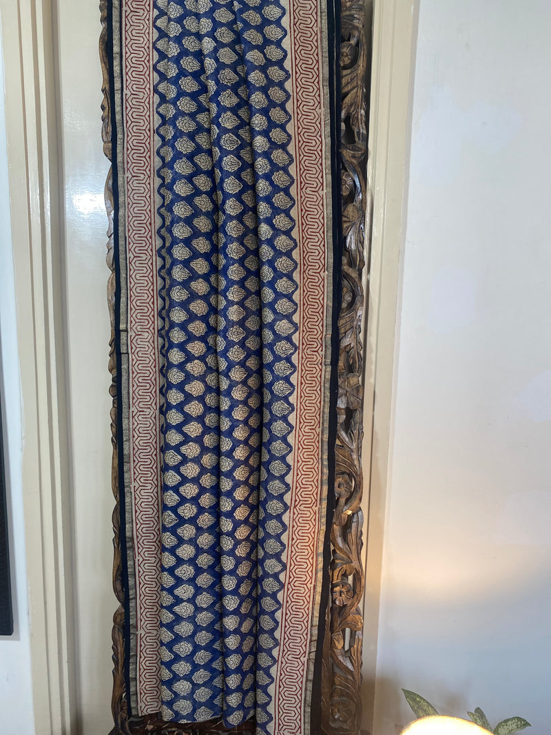 Gul-mohar collection- Blue Chanderi Saree