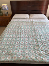 Blue Floral Reversible Quilt