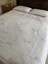 White and Pink Handblock Print Reversible Dohar