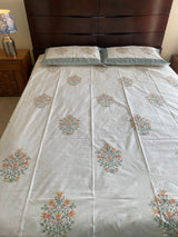 Grey Handblock Printed Bedsheet (300 TC)