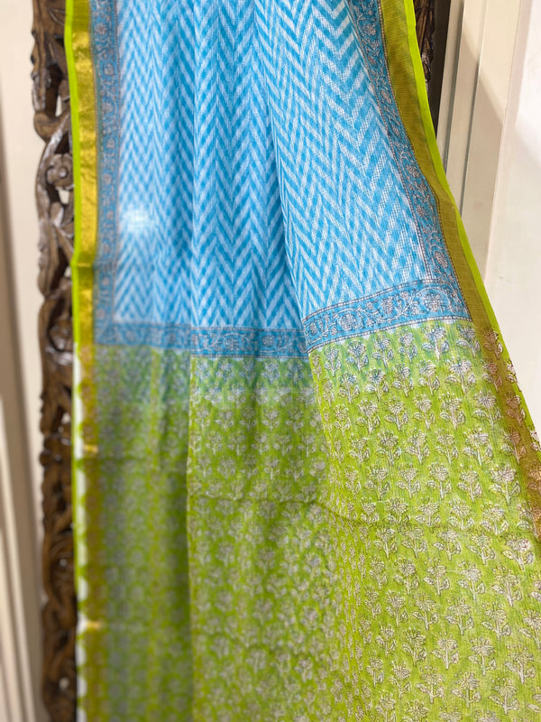 Phool collection- Hari-Neeli Kota Doriya Saree