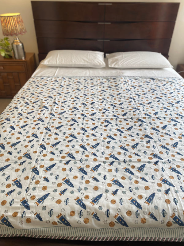 Rocket Handblock Print Reversible Dohar