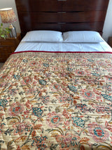 Red Floral Reversible Quilt