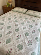 Floral Jaal Handblock Print Bedsheet (300 TC)