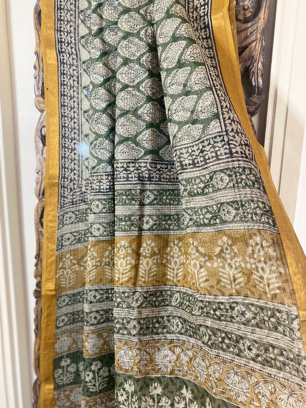 Phool collection- Mehendi Green Kota Doriya Saree