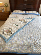 Blue Floral Reversible Quilt