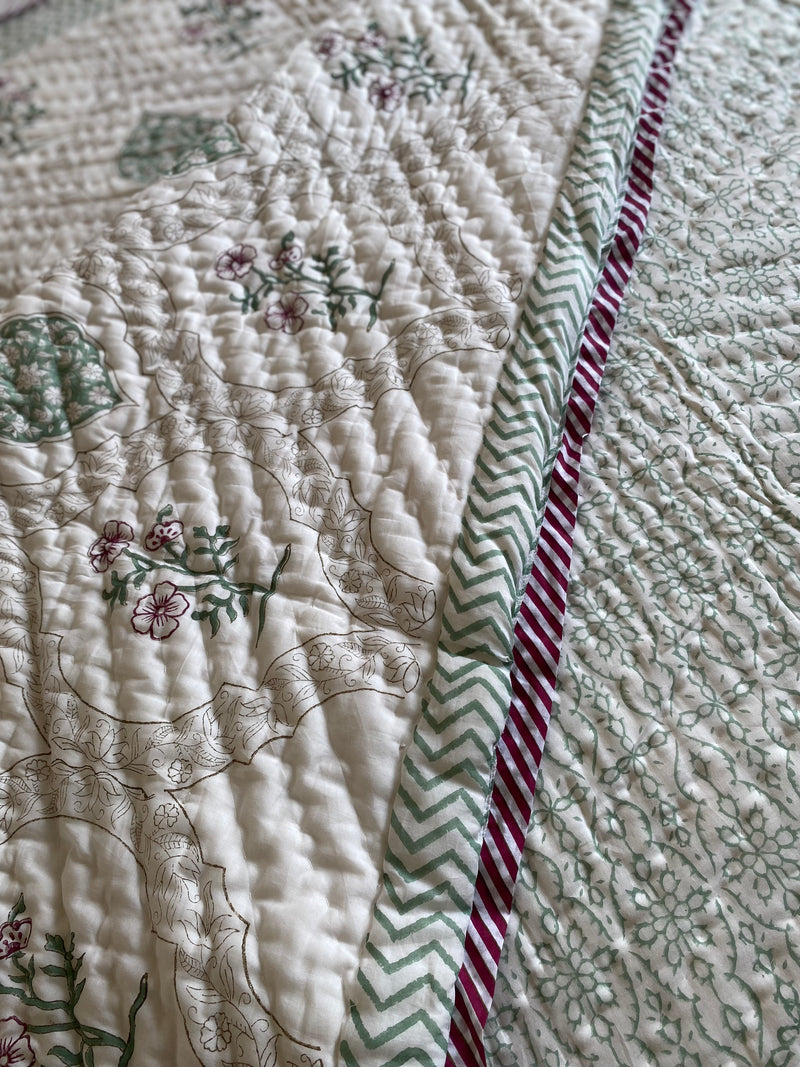 Floral Jaal Reversible Quilt