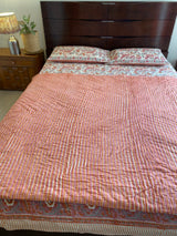 Peach Floral Reversible Quilt