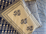 Indigo Handblock Printed Bedsheet (300 TC)
