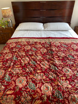 Red Floral Reversible Quilt