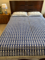 Indigo Handblock Printed Bedcover