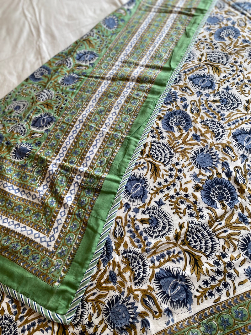 Green Handblock Print Reversible Dohar
