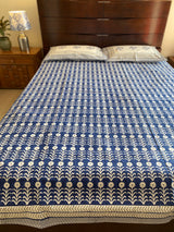 Indigo Handblock Printed Bedsheet (300 TC)