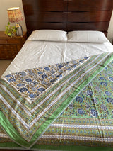 Green Handblock Print Reversible Dohar