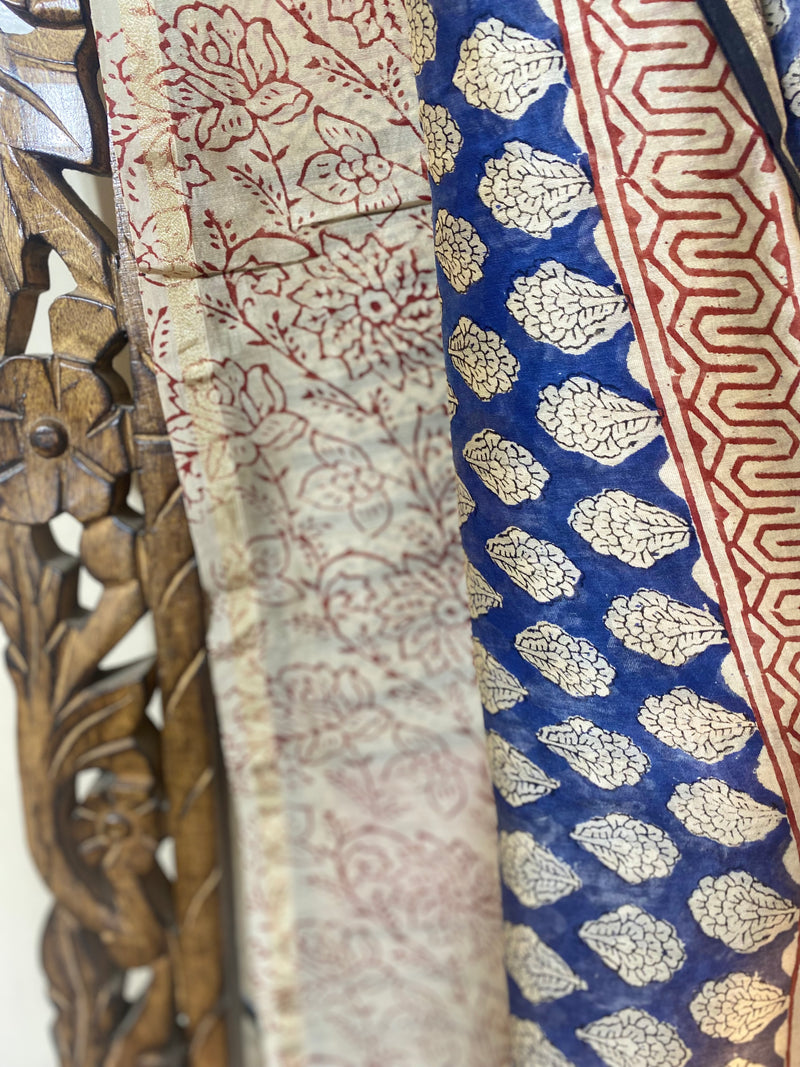 Gul-mohar collection- Blue Chanderi Saree