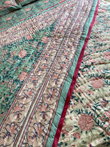 Aqua Blue Floral Reversible Quilt