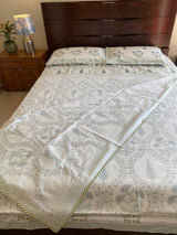 Fresh Florals- Blue and Green Cotton Mul Dohar