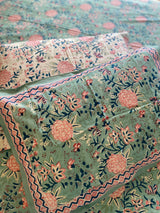 Aqua Blue Handblock Printed Bedsheet