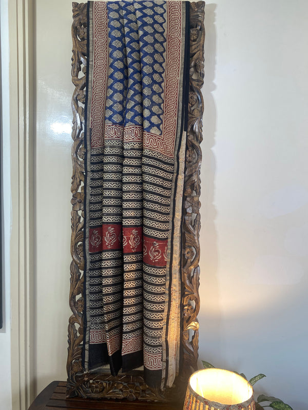 Gul-mohar collection- Blue Chanderi Saree