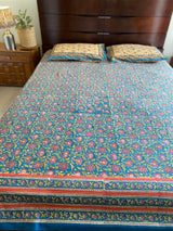 Blue Handblock Printed Bedsheet