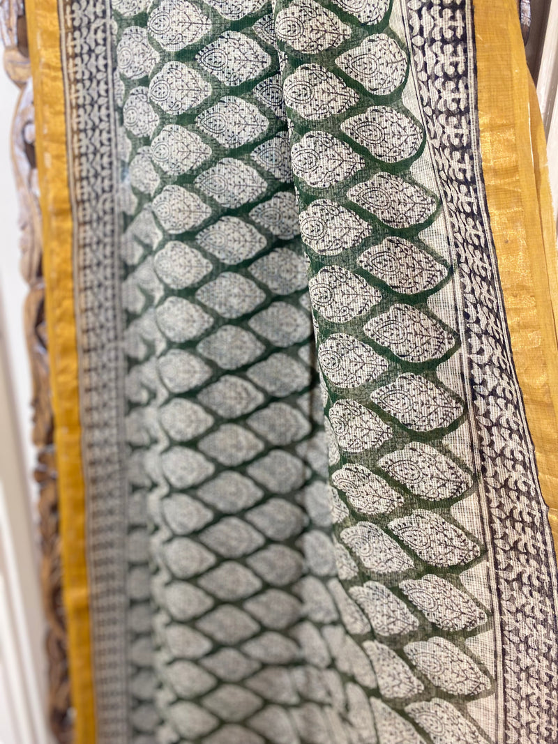 Phool collection- Mehendi Green Kota Doriya Saree