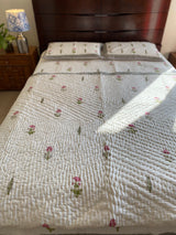 Pink Floral Reversible Quilt