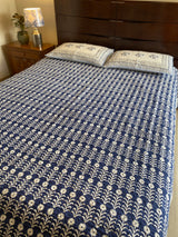 Indigo Handblock Printed Bedcover