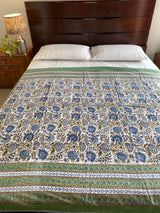 Green Handblock Print Reversible Dohar