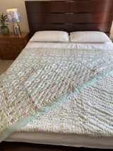 Blue Floral Reversible Quilt
