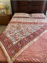 Peach Floral Reversible Quilt