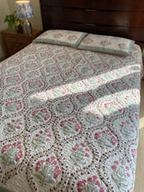 Floral Jaal Handblock Printed Bedcover