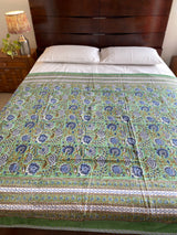 Green Handblock Print Reversible Dohar