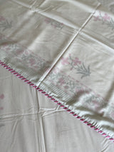 White and Pink Handblock Print Reversible Dohar