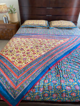 Blue Floral Reversible Quilt