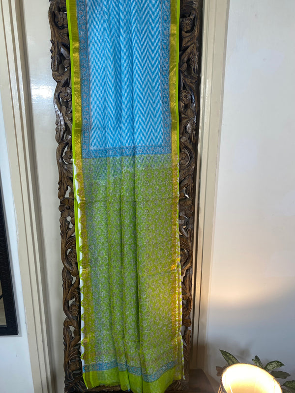 Phool collection- Hari-Neeli Kota Doriya Saree