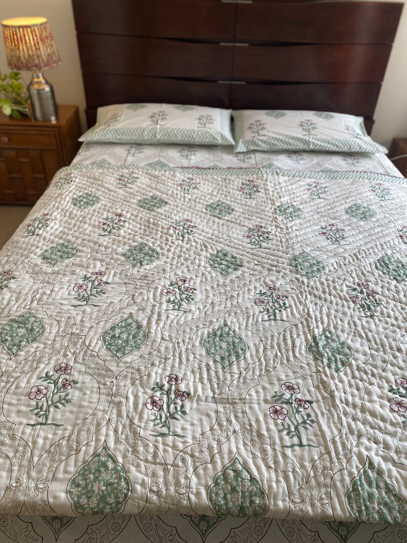 Floral Jaal Reversible Quilt